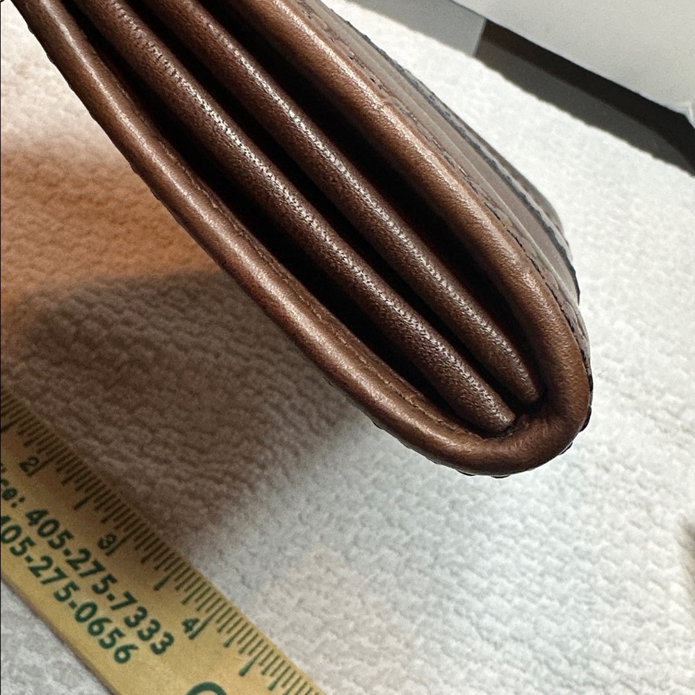 Fossil Brown Leather /clutch Wallet with brush Brass Details - Picture 15 of 17